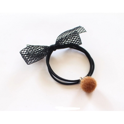 attractive design gridding bow and pompon hair bands